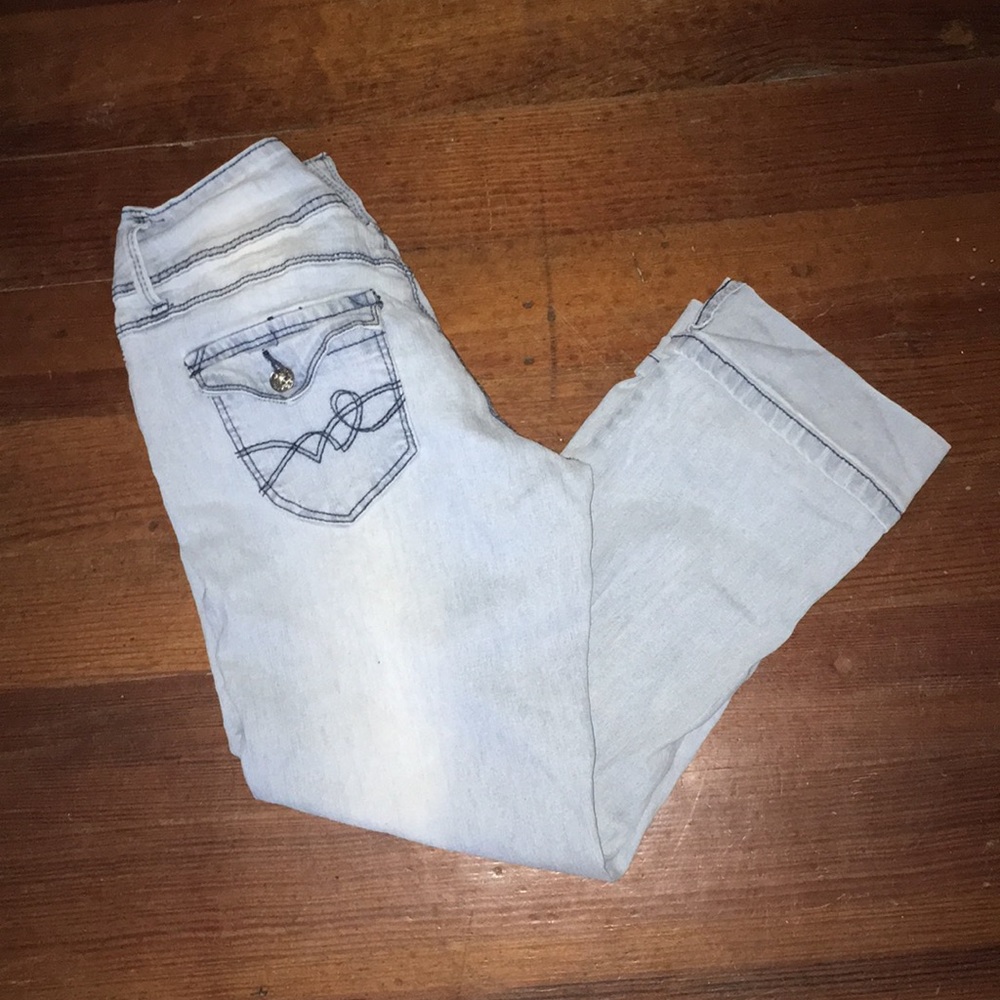 Angels light wash capris